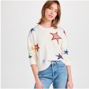 VGUC Rails Perci Multi Stars Cotton Cashmere Blend Cream/Ivory Sweater Sz Small